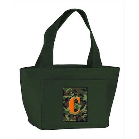 Beyondbasketball Monogram Letter C - Camo Green Zippered Insulated School Washable and Stylish Lunch Bag Cooler BE250167